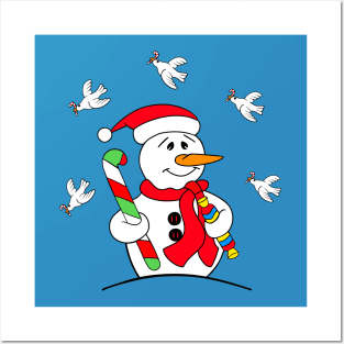 CUTE Snowman Candy Cane Christmas Posters and Art